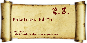 Mateicska Bán névjegykártya